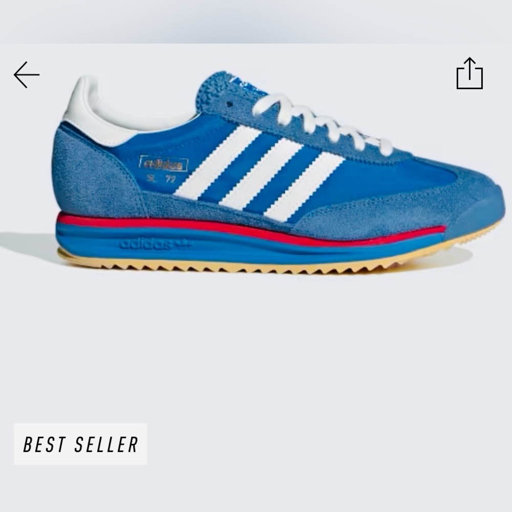 Adidas Blue and White Retro Sneakers (check shoe size w. measure , & men’s eq)